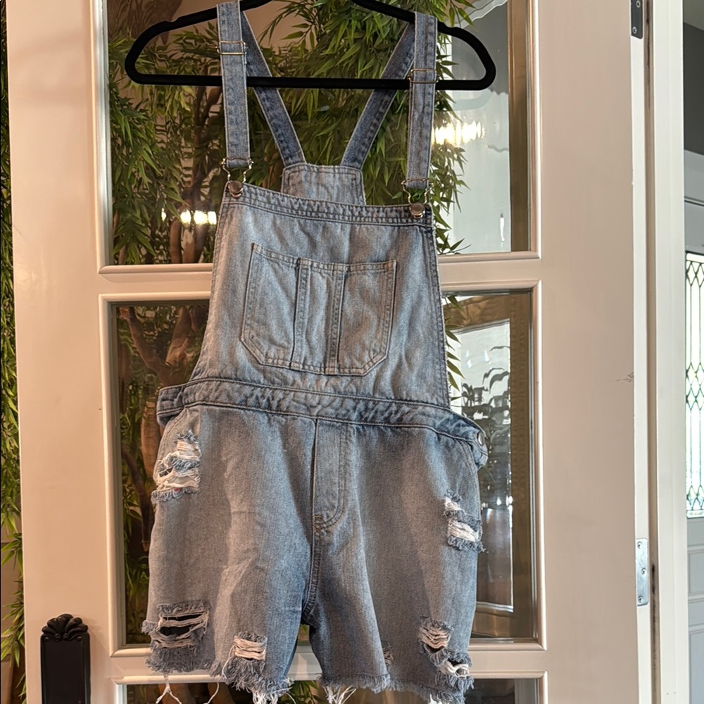 Nordstrom Topshop Moto Shorts Overalls Jean Denim Romper